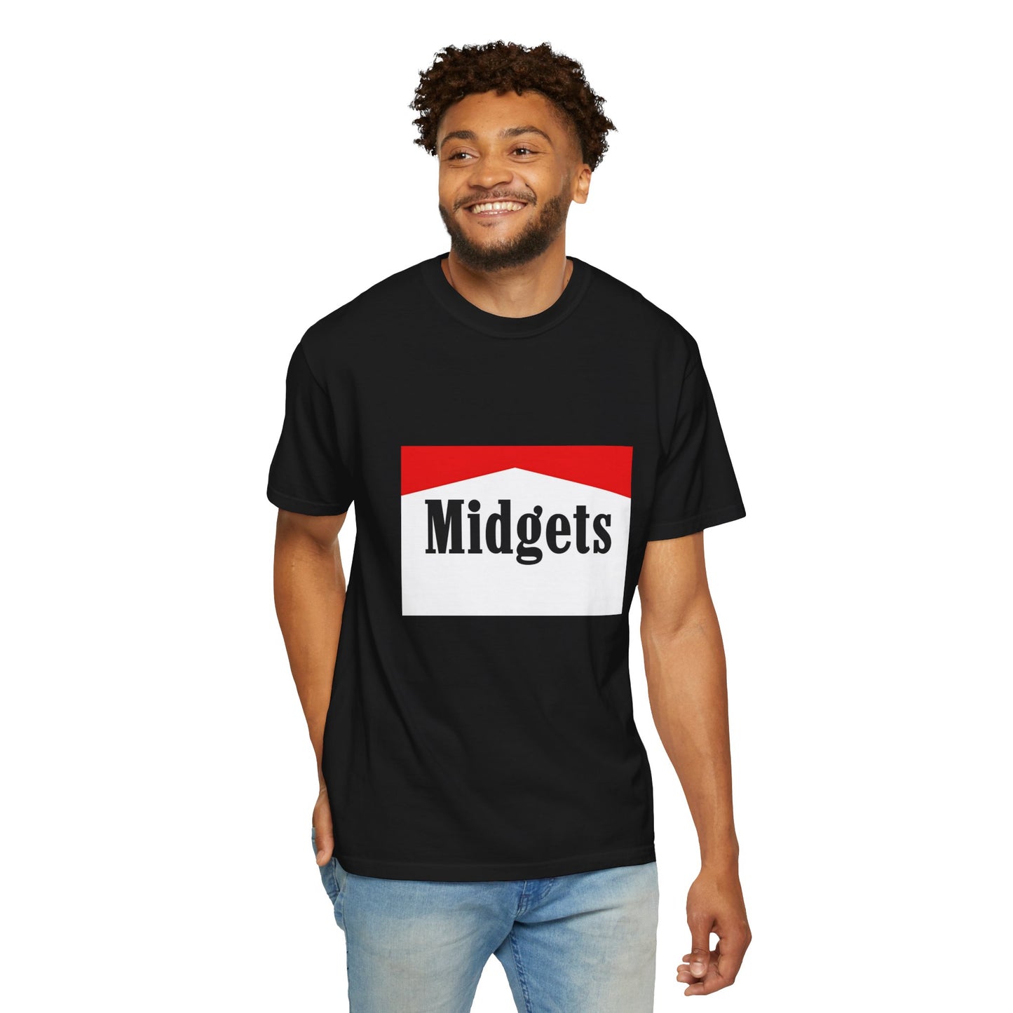 Little Mania Edgy Tee Black with White and Red Logo Cigarette Vintage Design