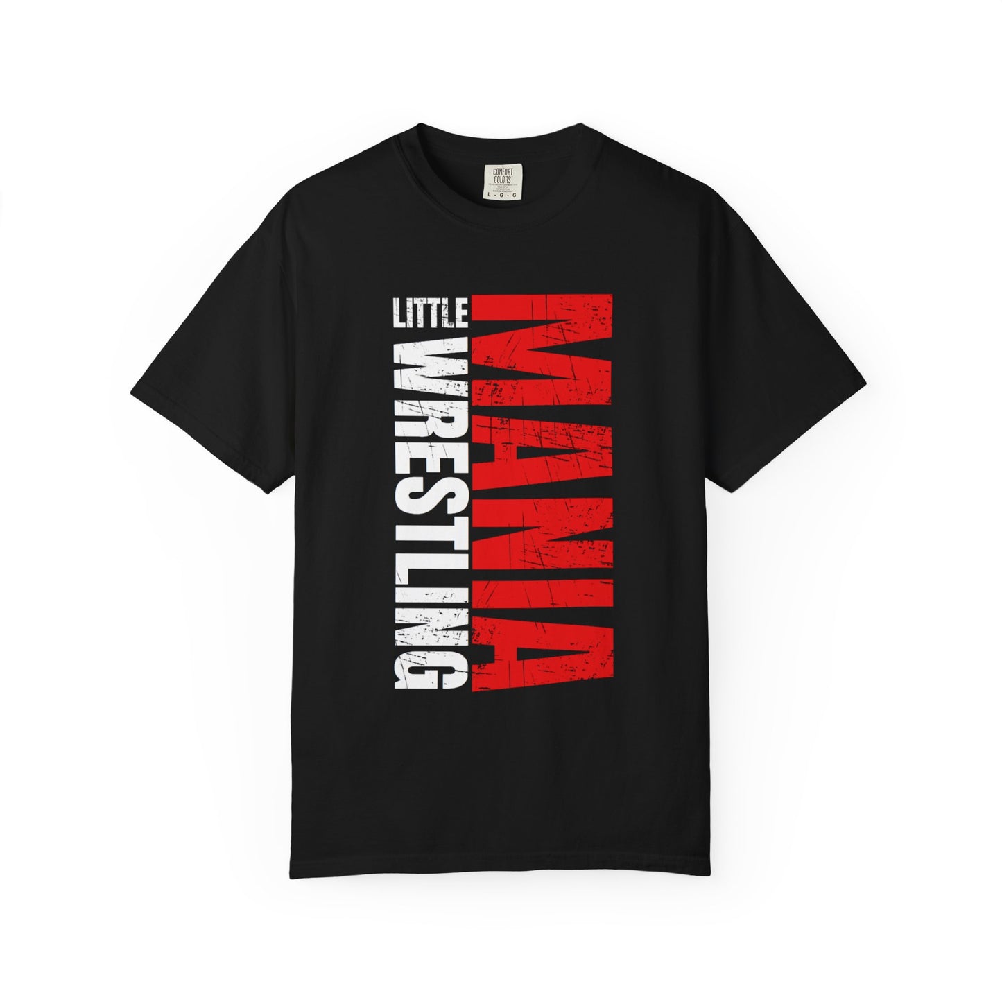 Little Mania Edgy Tee Black with White and Red Logo