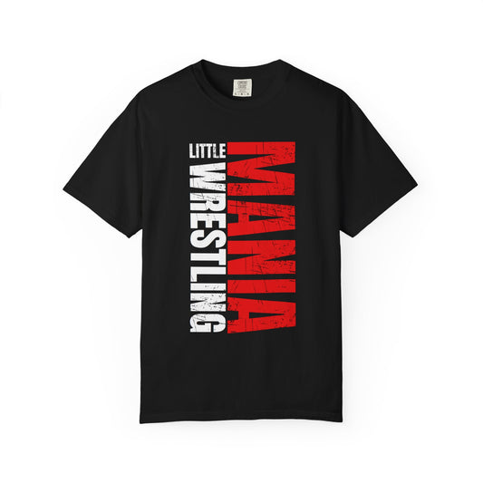Little Mania Edgy Tee Black with White and Red Logo