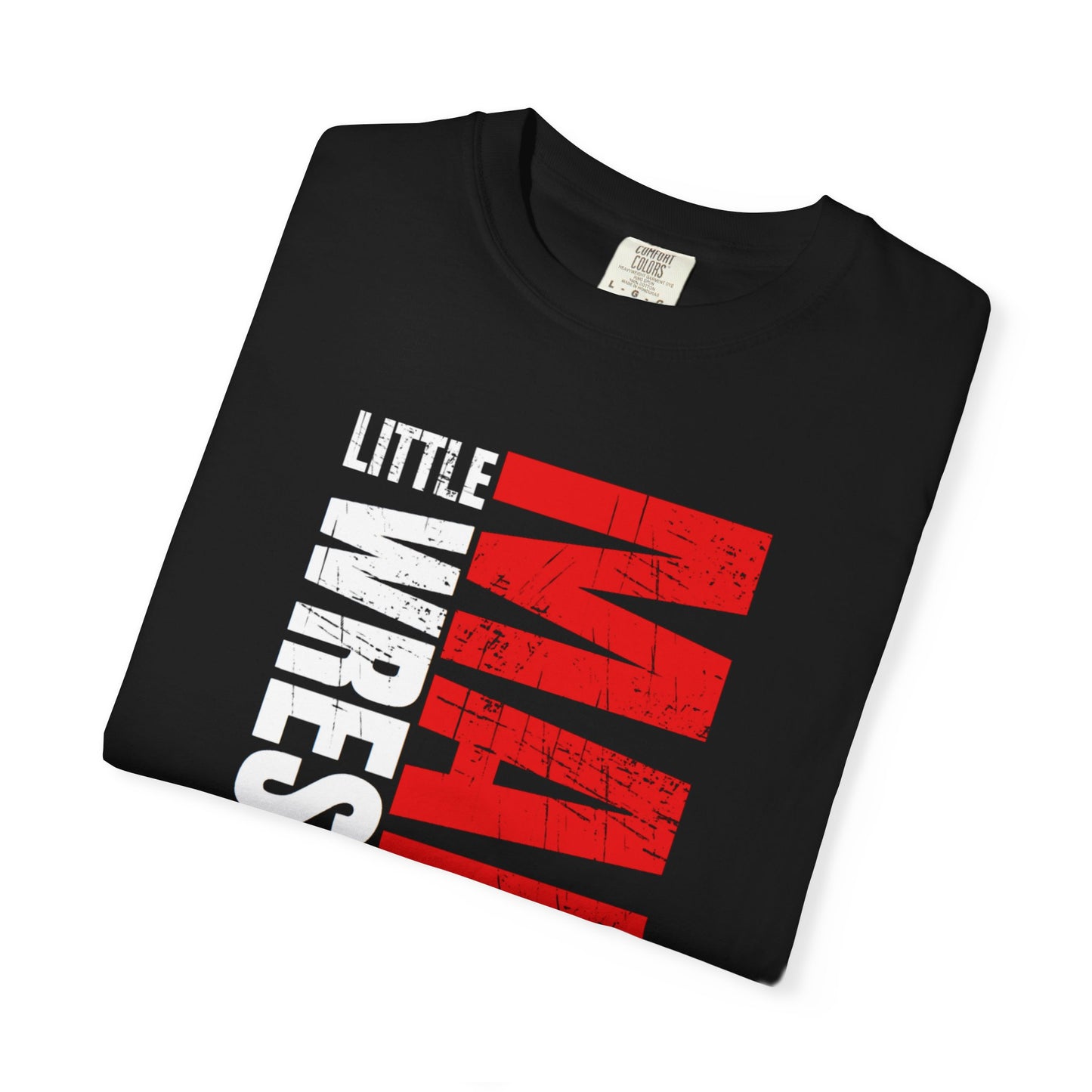 Little Mania Edgy Tee Black with White and Red Logo